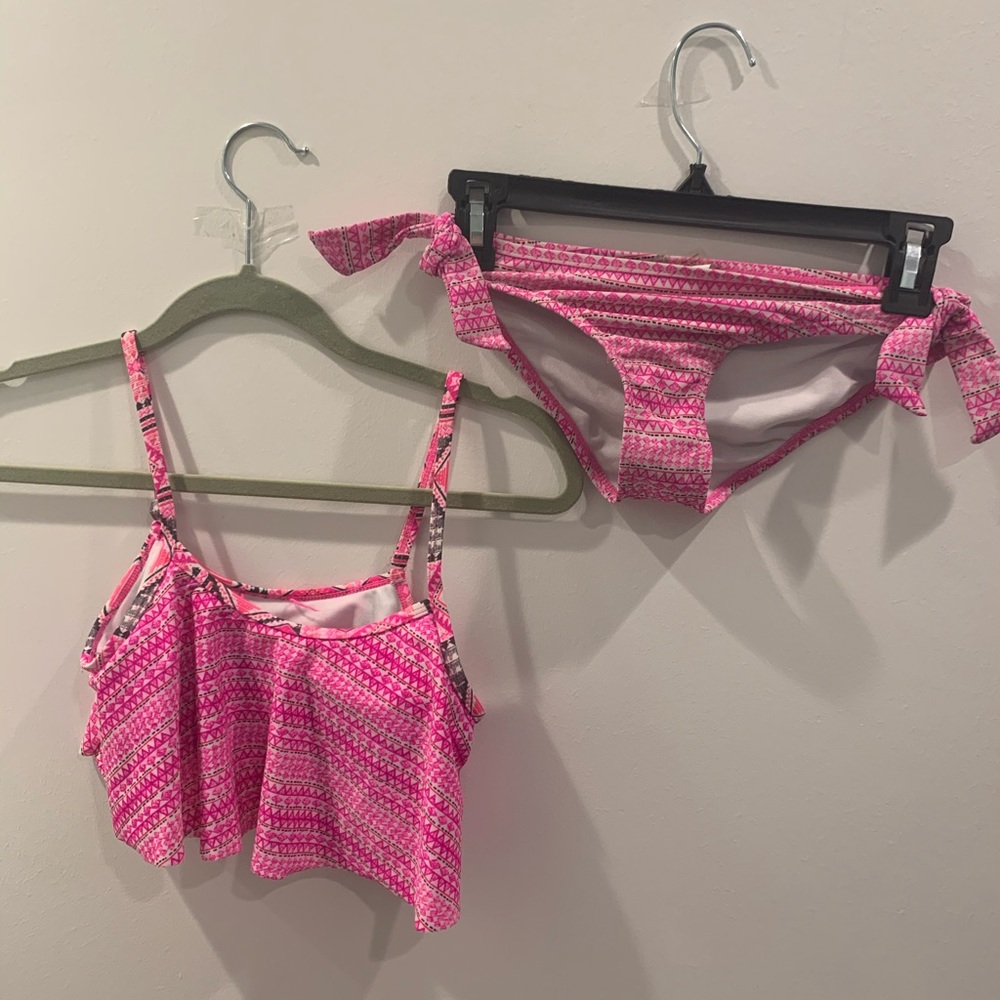 girls roxy pink ruffle swimsuit